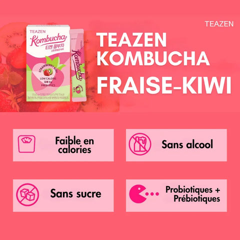 TEAZEN Kombucha Fraise Kiwi – 10 sticks