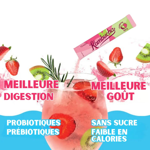 TEAZEN Kombucha Fraise Kiwi – 10 sticks