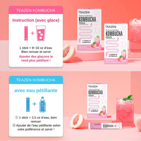 TEAZEN Kombucha Pêche – 10 sachets